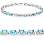 7.92 Carat Genuine Blue Zircon .925 Sterling Silver Bracelet