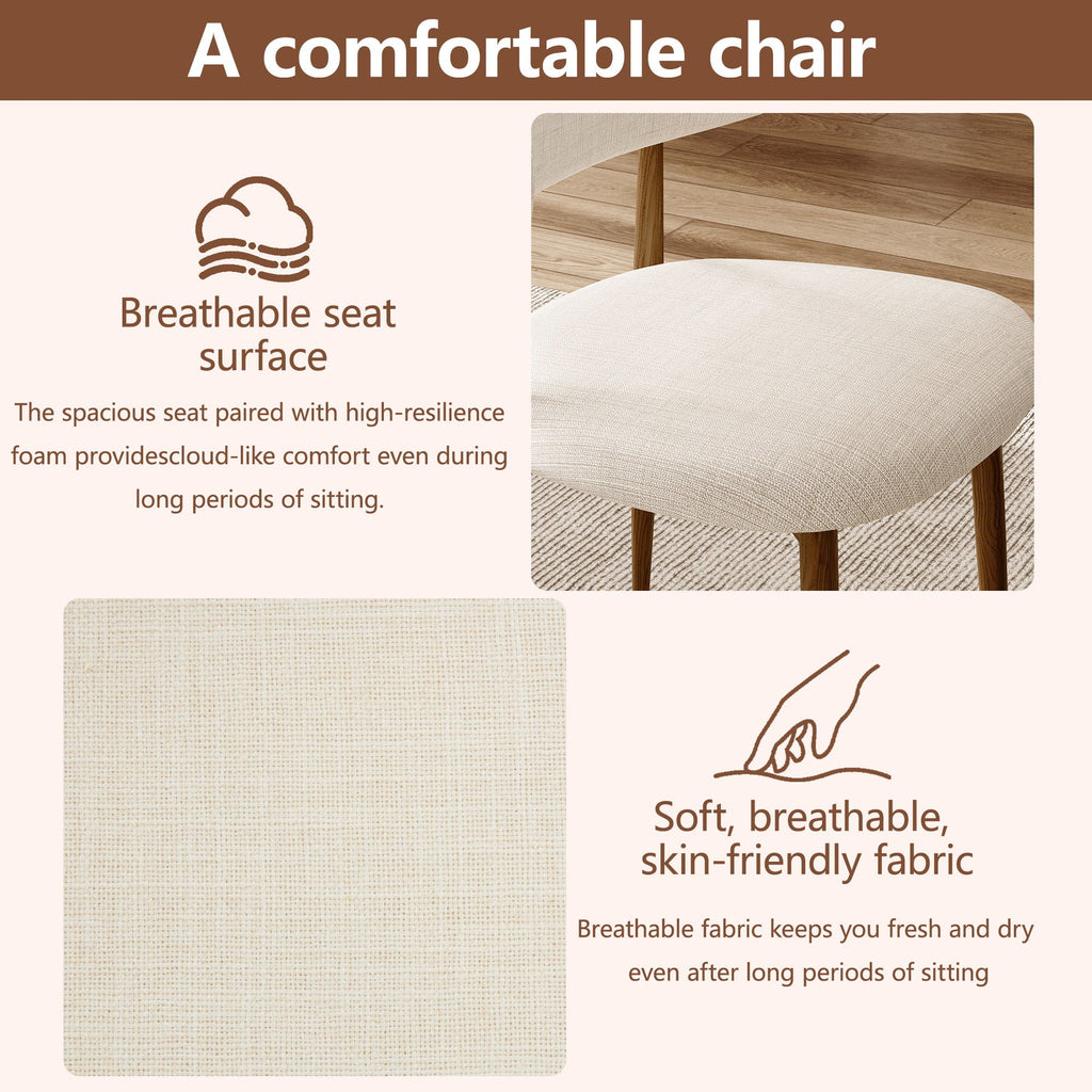 Upholstered Dining Chairs (Set of 2) - Beige