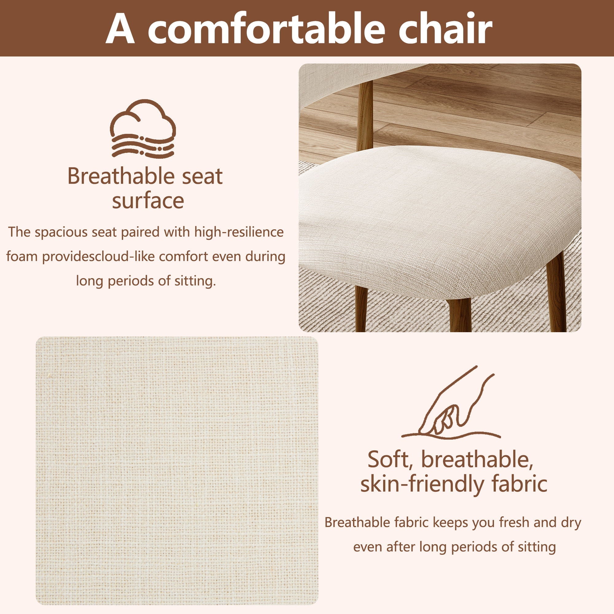 Upholstered Dining Chairs (Set of 2) - Beige