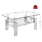 Modern Rectangular Coffee Table With Tempered Transparent