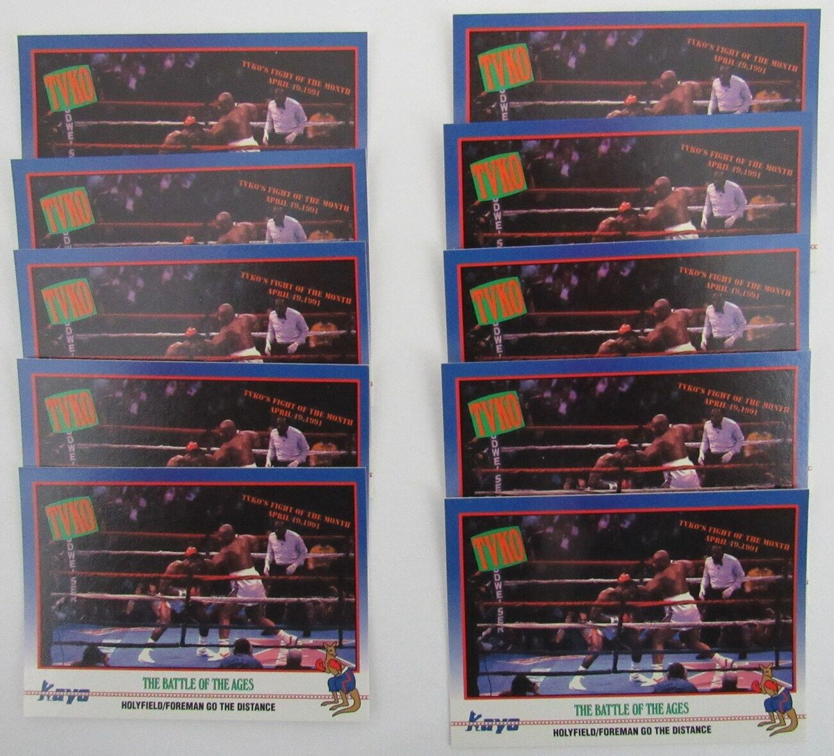Lot of 10 Holyfield/Foreman Boxers 1991 Kayo Trading Cards #211 158124