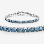 14.33 Carat Genuine Blue Diamond 14K White Gold Bracelet