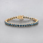 14.33 Carat Genuine Blue Diamond 14K Yellow Gold Bracelet