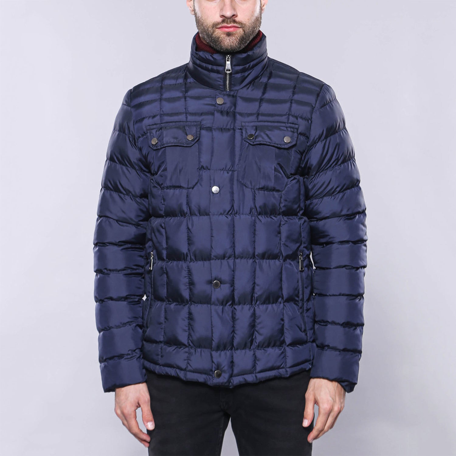 Slim-Fit Quilted Coat // Navy