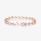 7.56 Carat Genuine Morganite and White Diamond 14K Rose Gold Bracelet
