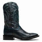Western Collection Missouri // Python Leather Cowboy Boot // Black + Blue