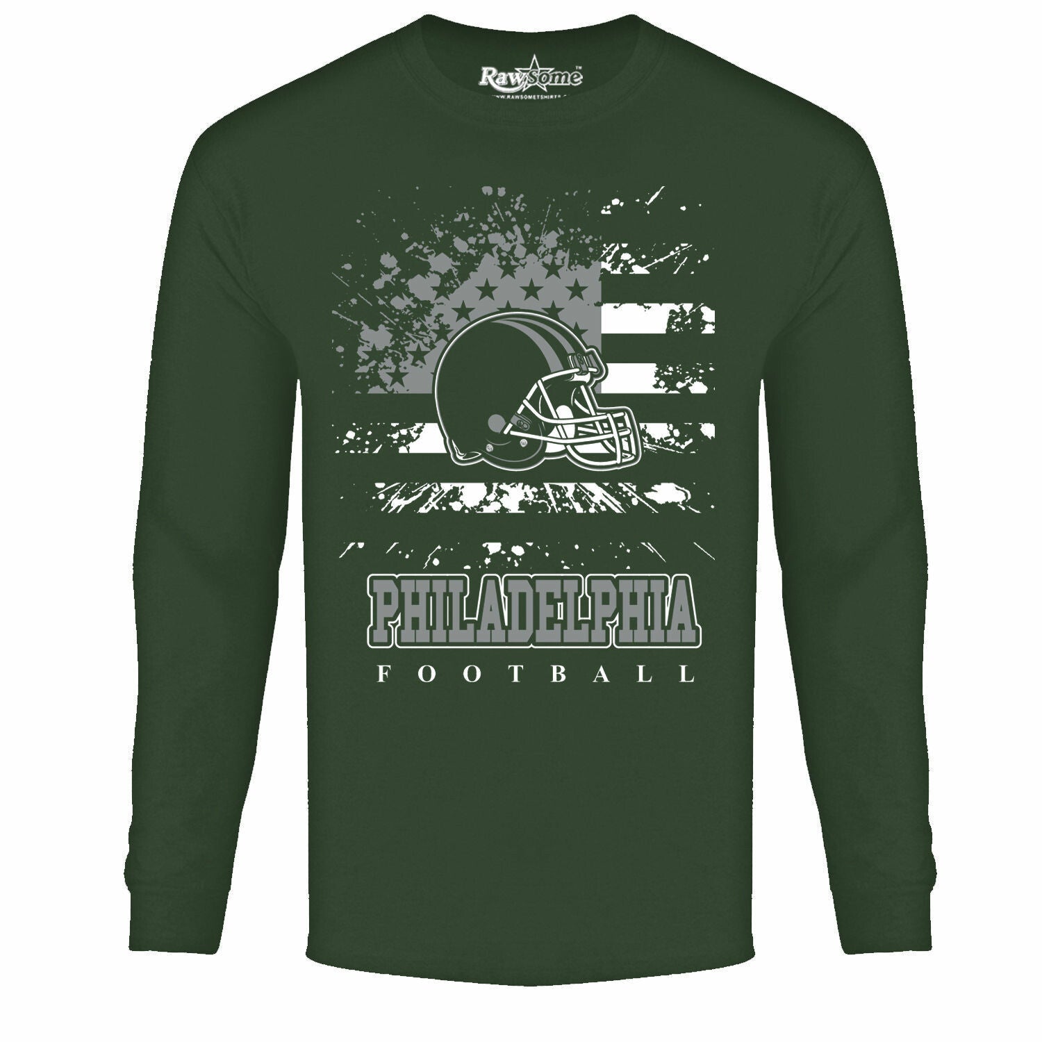 Star Spangled Football Long Sleeve Shirt - Philadelphia // Forest Green