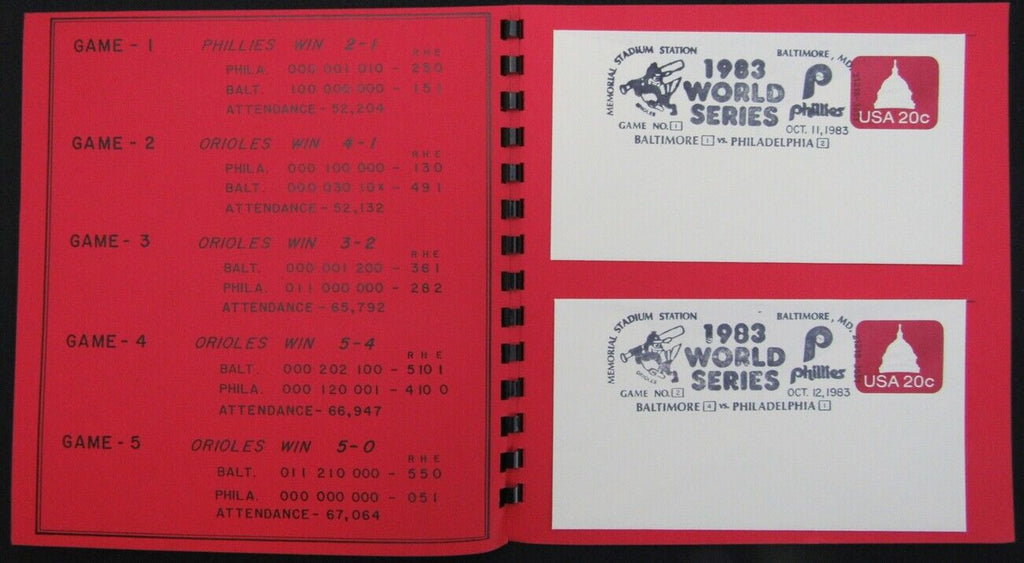 1983 World Series Souvenir Folder w/Stamps Envelopes Orioles vs. Phillies 157738