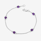 1.70 Carat Genuine Amethyst .925 Sterling Silver Bracelet