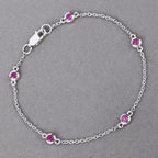 0.65 Carat Genuine Ruby .925 Sterling Silver Bracelet