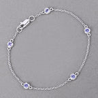 0.50 Carat Genuine Tanzanite .925 Sterling Silver Bracelet