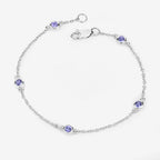 0.50 Carat Genuine Tanzanite .925 Sterling Silver Bracelet