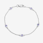 0.50 Carat Genuine Tanzanite .925 Sterling Silver Bracelet