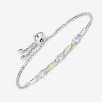 0.74 Carat Genuine Aquamarine and White Sapphire .925 Sterling Silver Bracelet