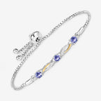 0.77 Carat Genuine Tanzanite and White Sapphire .925 Sterling Silver Bracelet