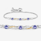 0.77 Carat Genuine Tanzanite and White Sapphire .925 Sterling Silver Bracelet