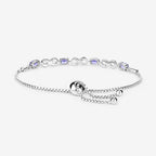 1.79 Carat Genuine Tanzanite and White Topaz .925 Sterling Silver Bracelet