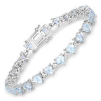 7.71 Carat Genuine Aquamarine and White Diamond .925 Sterling Silver Bracelet