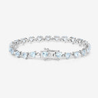 7.71 Carat Genuine Aquamarine and White Diamond .925 Sterling Silver Bracelet