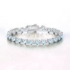 11.62 Carat Genuine Blue Topaz and White Diamond .925 Sterling Silver Bracelet