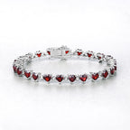 11.62 Carat Genuine Garnet and White Diamond .925 Sterling Silver Bracelet