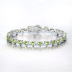 10.24 Carat Genuine Peridot and White Diamond .925 Sterling Silver Bracelet
