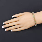 10.24 Carat Genuine Peridot and White Diamond .925 Sterling Silver Bracelet