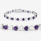 6.59 Carat Genuine Amethyst and White Diamond .925 Sterling Silver Bracelet