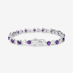 6.59 Carat Genuine Amethyst and White Diamond .925 Sterling Silver Bracelet