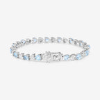 7.64 Carat Genuine Blue Topaz and White Diamond .925 Sterling Silver Bracelet