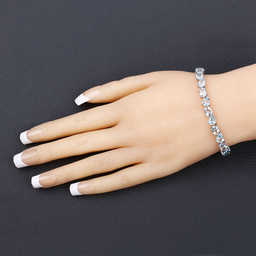 16.20 Carat Genuine Aquamarine .925 Sterling Silver Bracelet