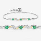 0.79 Carat Genuine Emerald and White Sapphire .925 Sterling Silver Bracelet