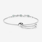 0.79 Carat Genuine Emerald and White Sapphire .925 Sterling Silver Bracelet