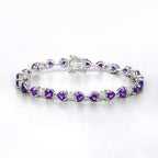 9.56 Carat Genuine Amethyst and White Diamond .925 Sterling Silver Bracelet