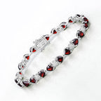11.10 Carat Genuine Garnet and White Diamond .925 Sterling Silver Bracelet