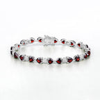 11.10 Carat Genuine Garnet and White Diamond .925 Sterling Silver Bracelet