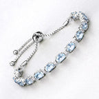 12.83 Carat Genuine Blue Topaz and White Topaz .925 Sterling Silver Bracelet