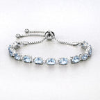 12.83 Carat Genuine Blue Topaz and White Topaz .925 Sterling Silver Bracelet