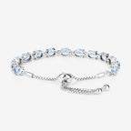 12.83 Carat Genuine Blue Topaz and White Topaz .925 Sterling Silver Bracelet