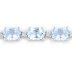 12.83 Carat Genuine Blue Topaz and White Topaz .925 Sterling Silver Bracelet