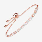 1.38 Carat Genuine Morganite and White Diamond .925 Sterling Silver Bracelet