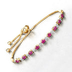 2.01 Carat Genuine Ruby and White Diamond .925 Sterling Silver Bracelet
