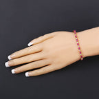 2.01 Carat Genuine Ruby and White Diamond .925 Sterling Silver Bracelet