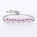 1.65 Carat Genuine Ruby and White Diamond .925 Sterling Silver Bracelet