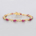 5.00 Carat Genuine Ruby 10K Yellow Gold Bracelet
