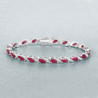 7.78 Carat Genuine Ruby and White Diamond 10K White Gold Bracelet