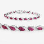 7.78 Carat Genuine Ruby and White Diamond 10K White Gold Bracelet