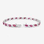 7.78 Carat Genuine Ruby and White Diamond 10K White Gold Bracelet