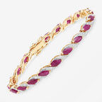 7.78 Carat Genuine Ruby and White Diamond 10K Yellow Gold Bracelet