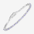 3.78 Carat Genuine Tanzanite .925 Sterling Silver Bracelet